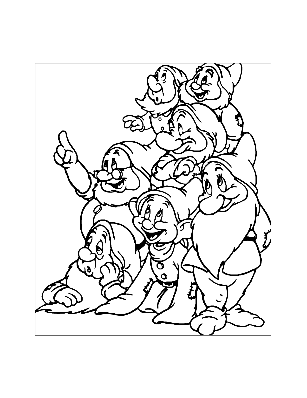 Seven Dwarfs Coloring Page