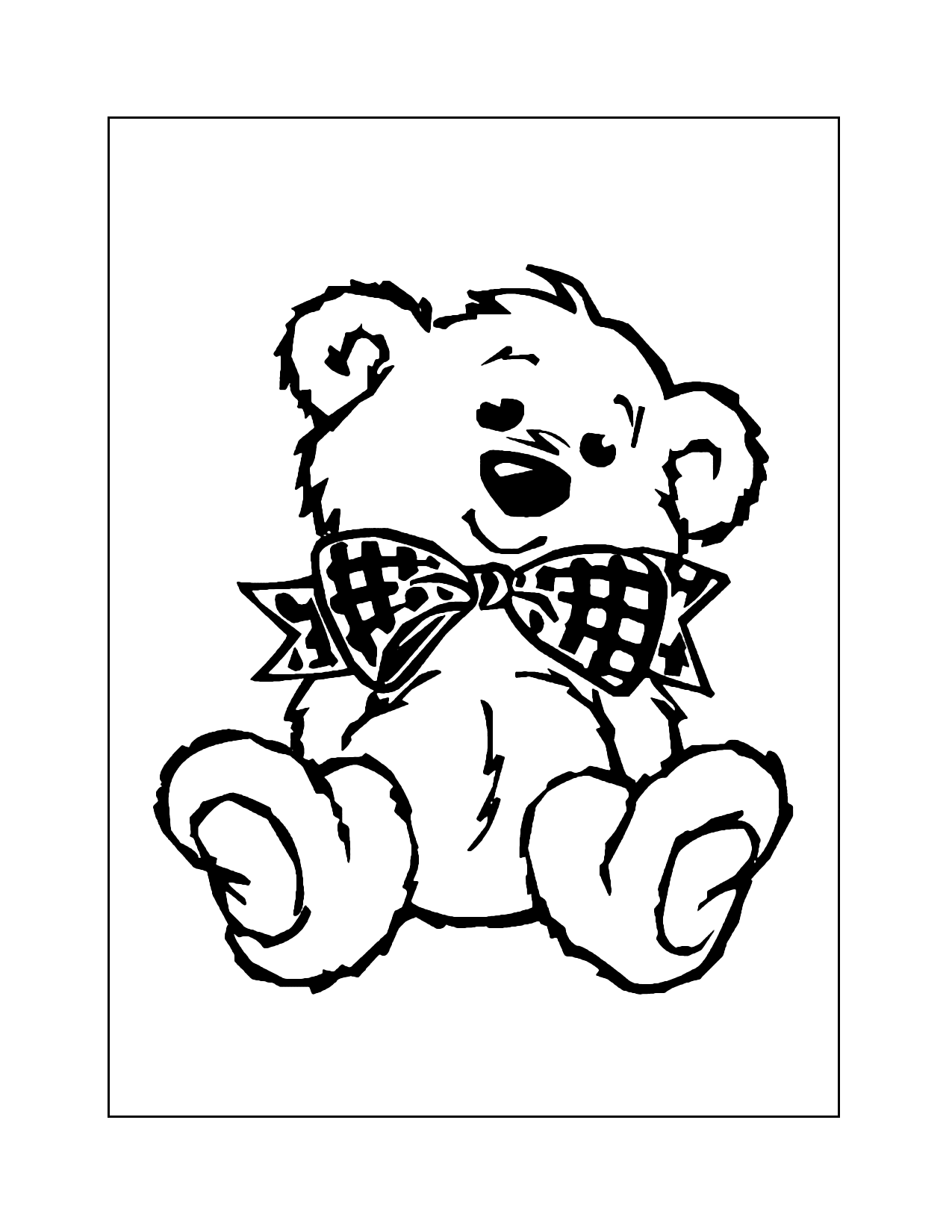 Shaggy Teddy Bear With Bow Tie Coloring Page