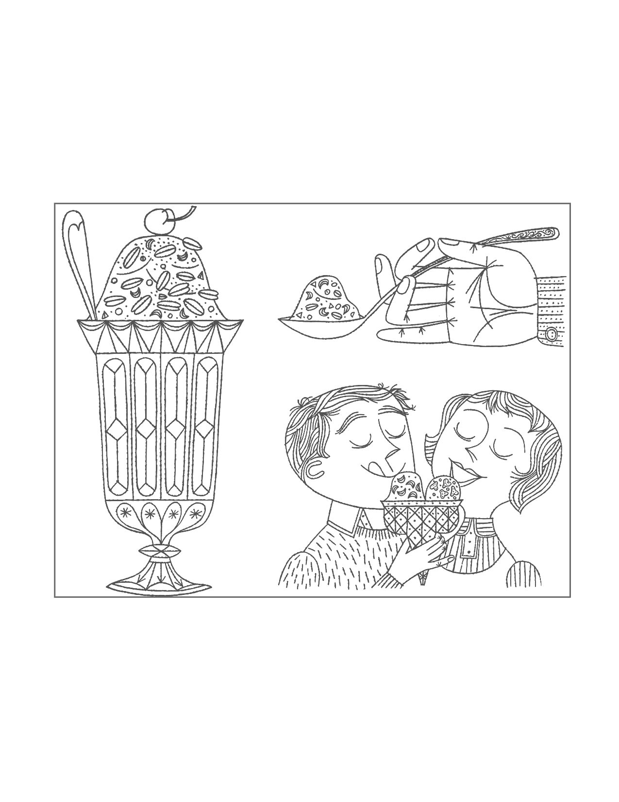Sharing Ice Cream Coloring Page