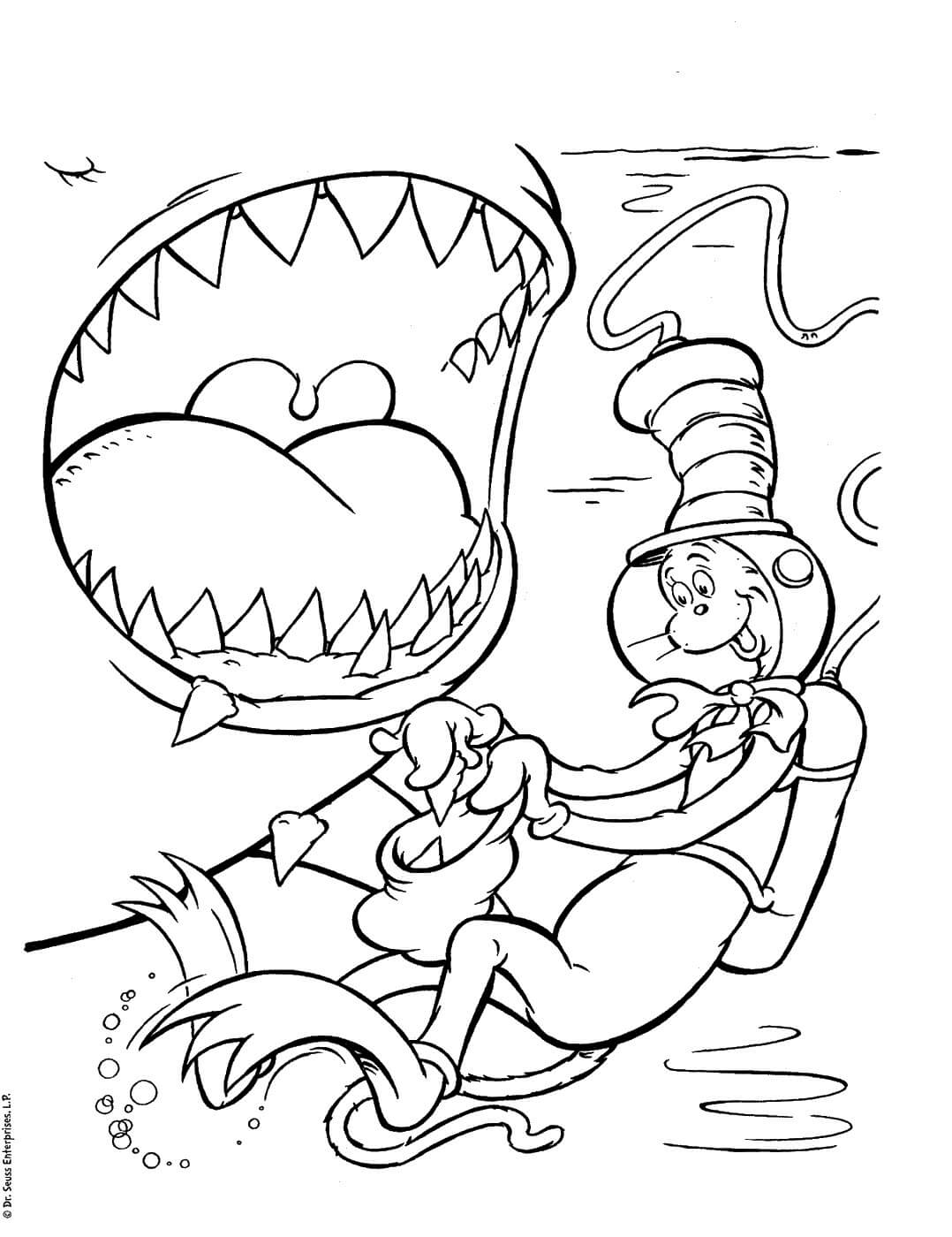 Shark Teeth Cat In The Hat Coloring Pages