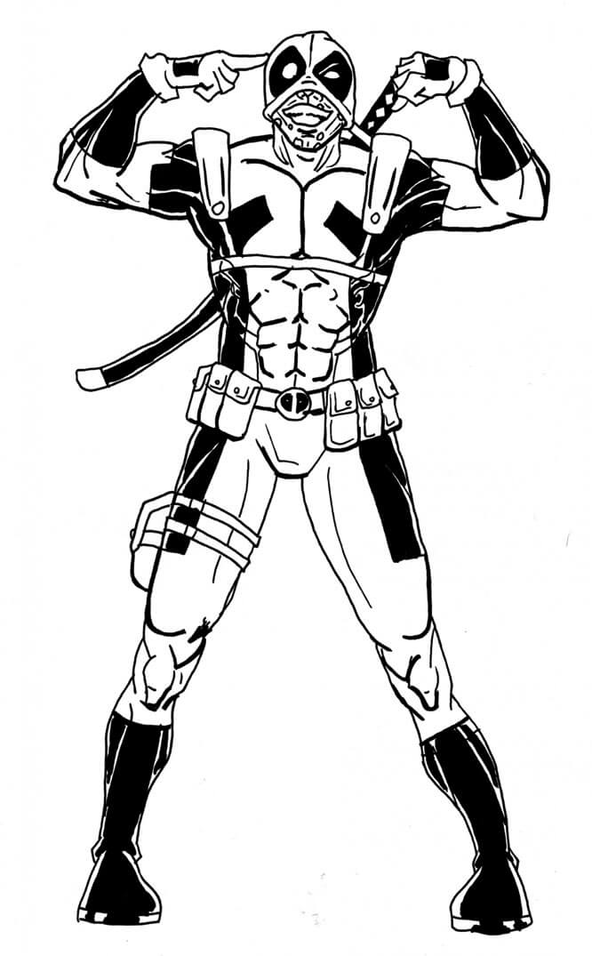 Silly Deadpool Coloring Page
