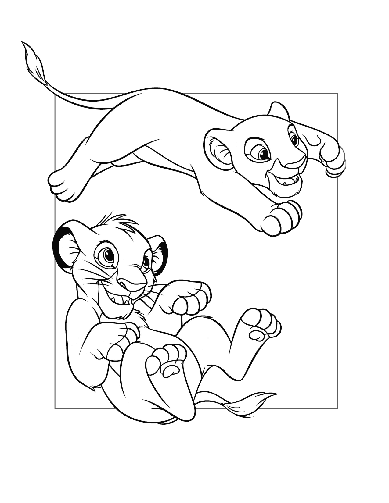Simba And Nala Play Coloring Page