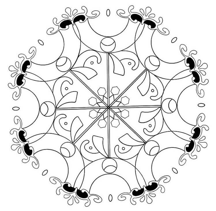 Simple Abstract Flower Mandala Coloring Pages