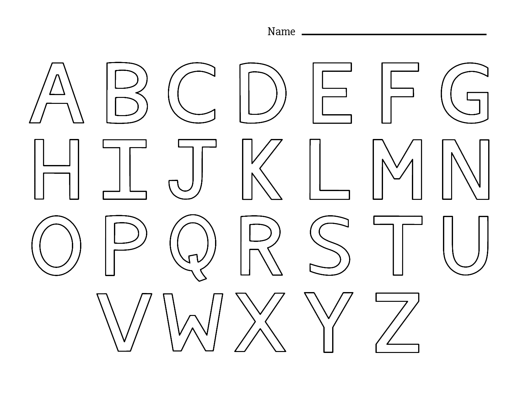 Simple Alphabet Coloring Work Sheet