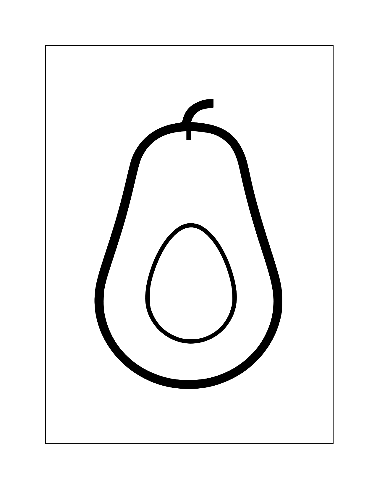 Simple Avocado Coloring Page