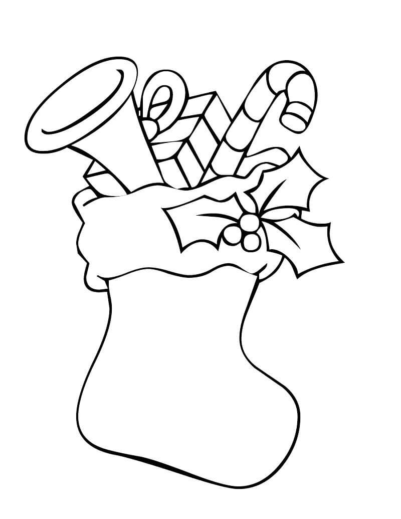 Simple Christmas Stocking Coloring Page
