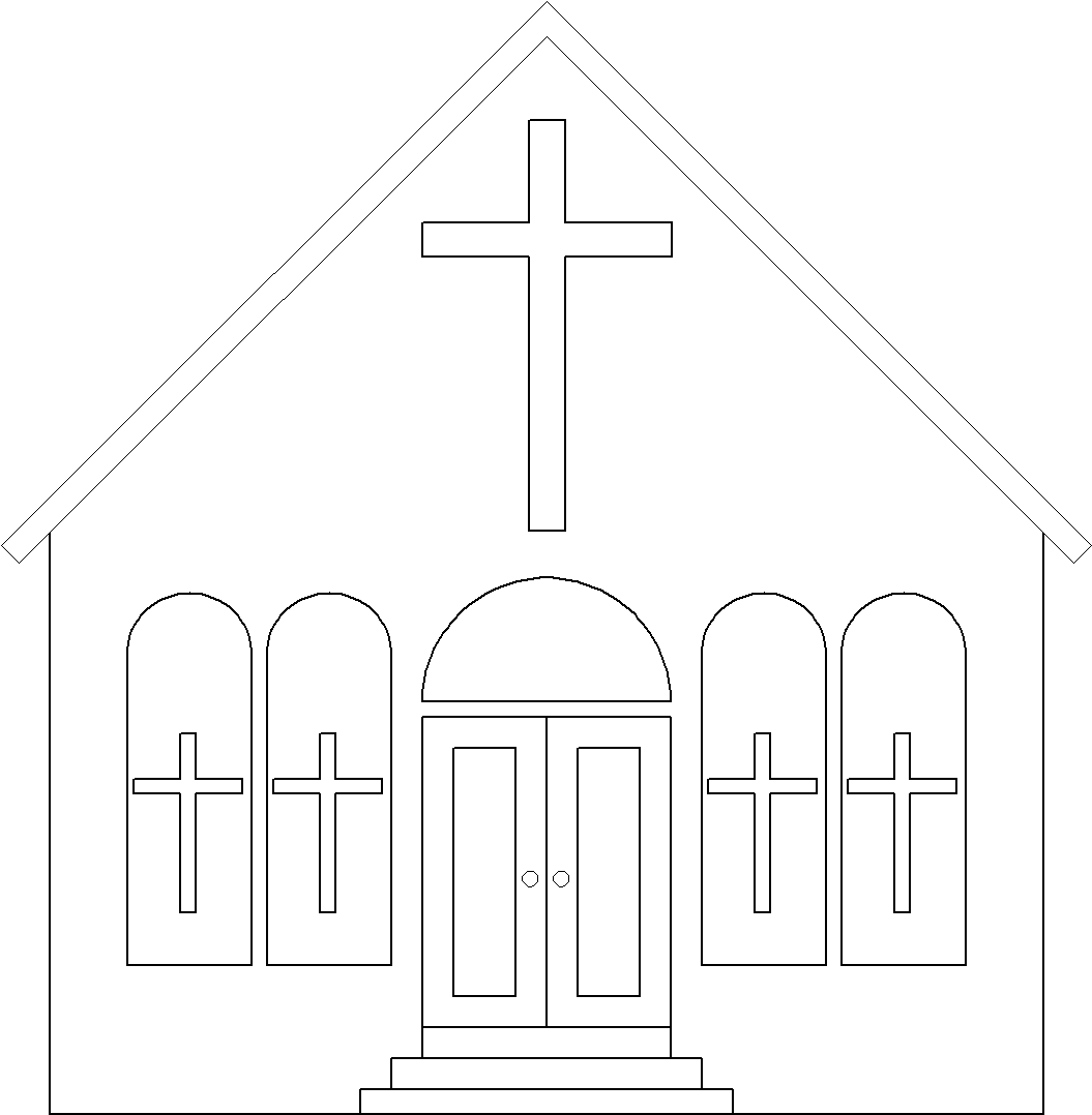 Simple Church Line art for Kids to Color