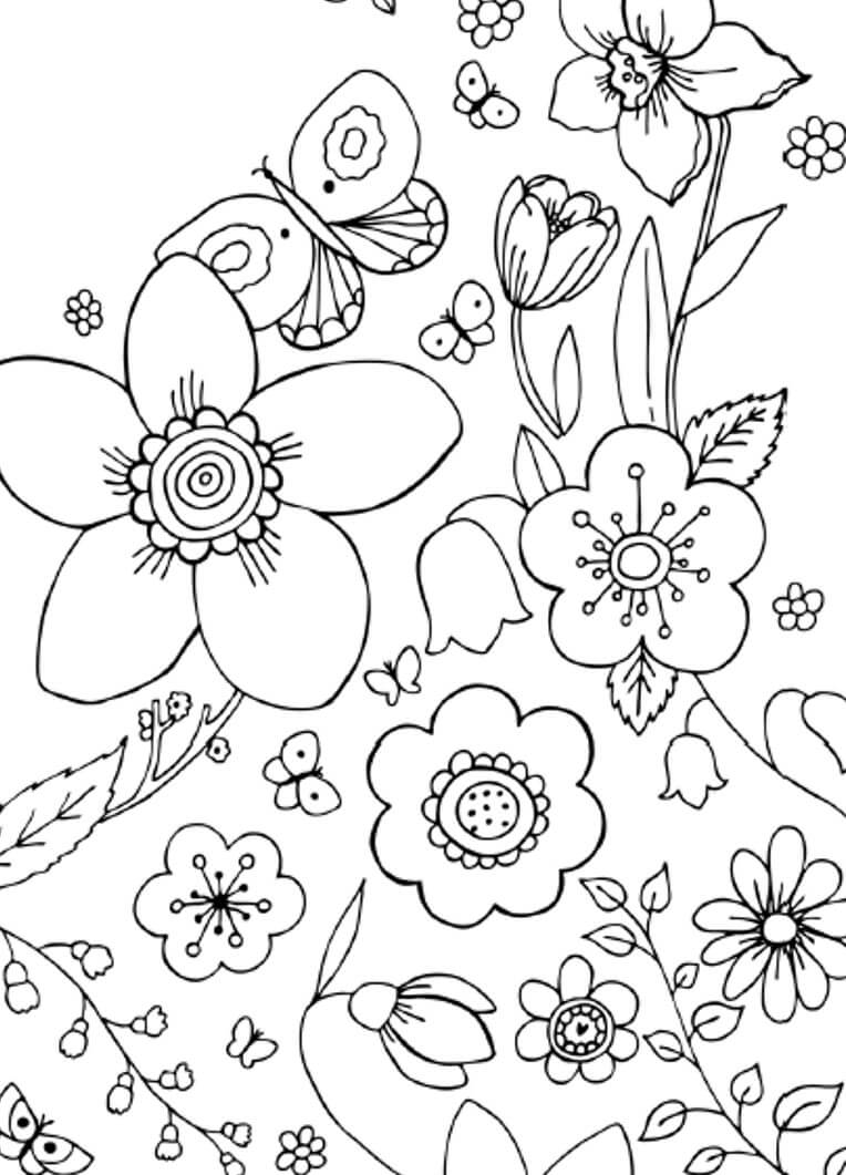 Simple Flower Design Coloring Page for Adults