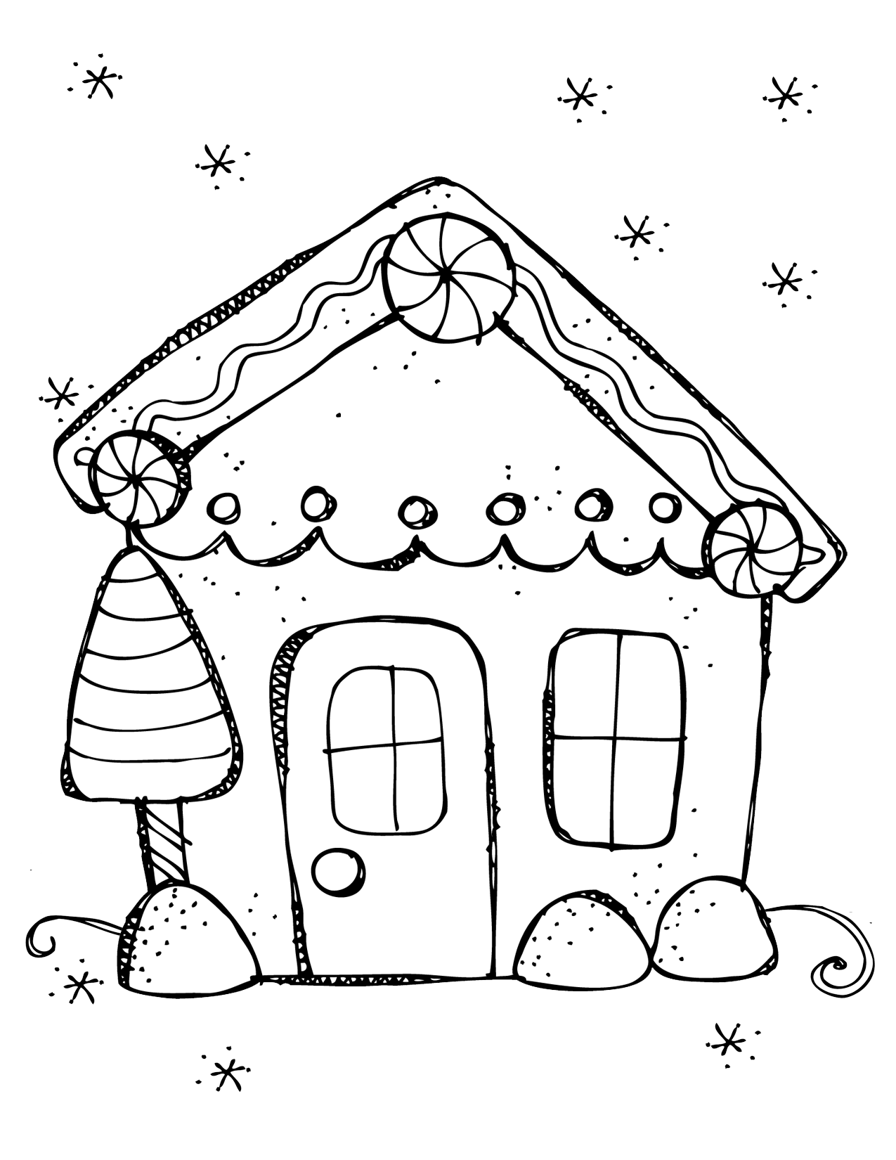 Simple Gingerbread House Coloring Page2