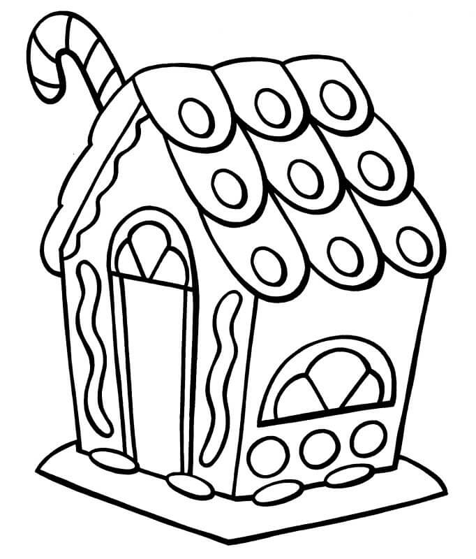 Simple Gingerbread House Coloring Pages Free