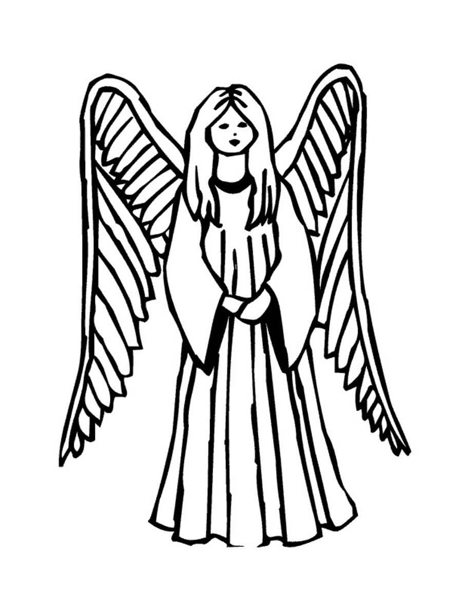 Simple Girl Angel Coloring Page