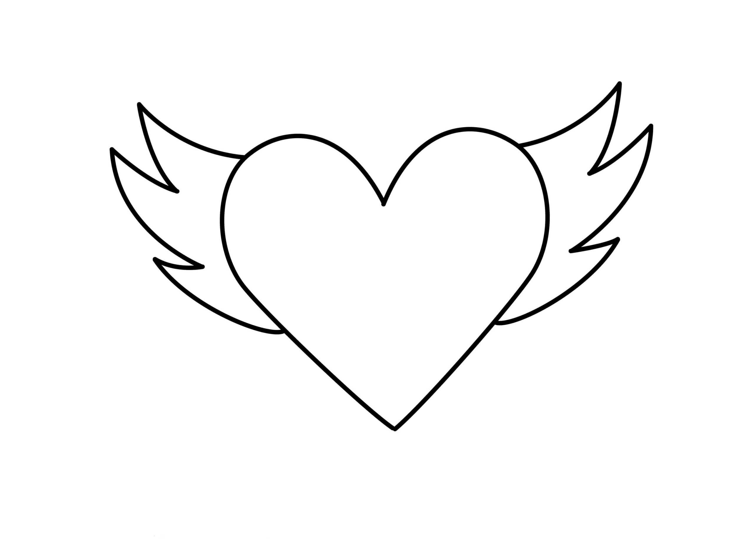 Simple Heart With Wings Coloring Page Scaled