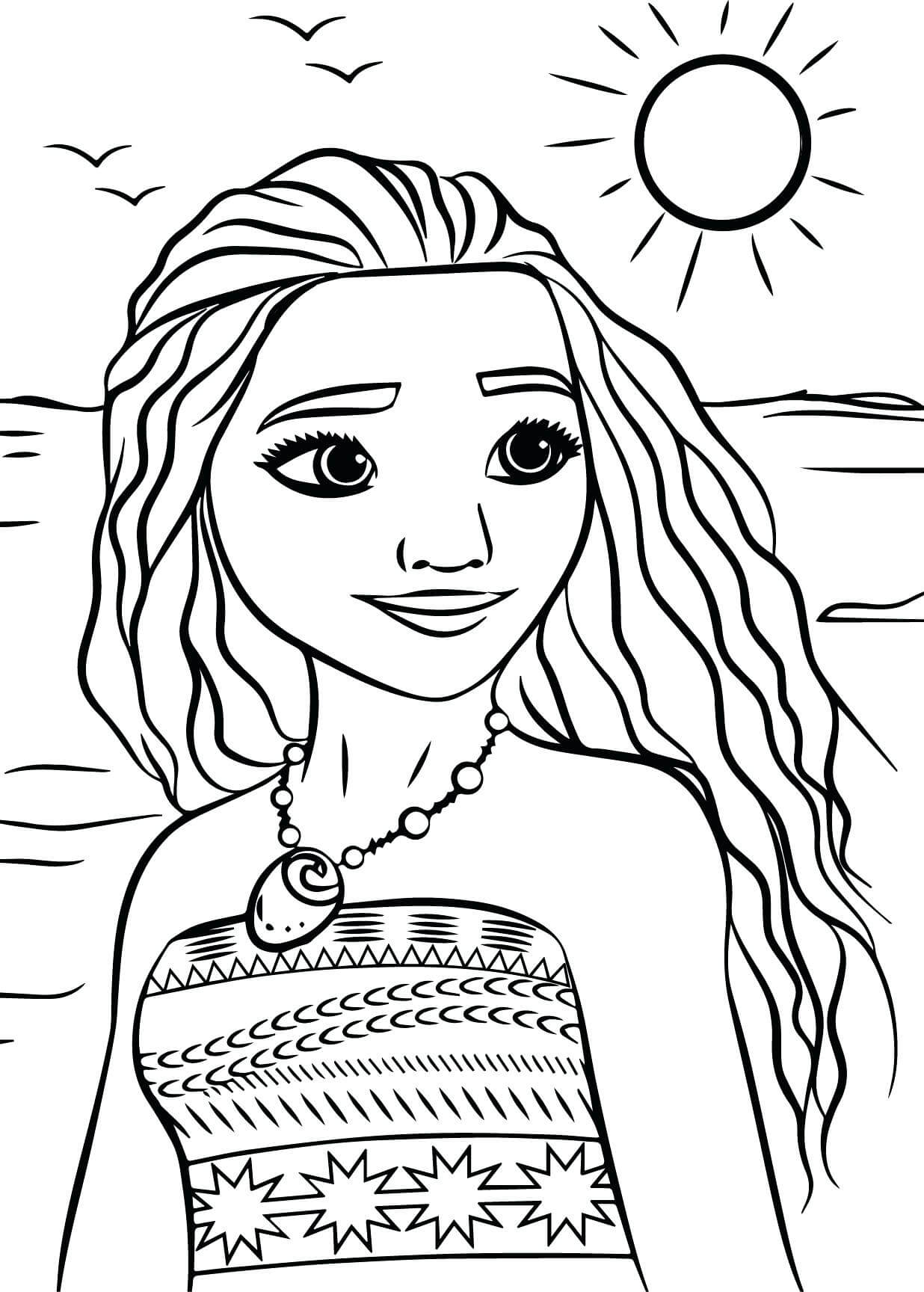 Simple Moana Coloring Page