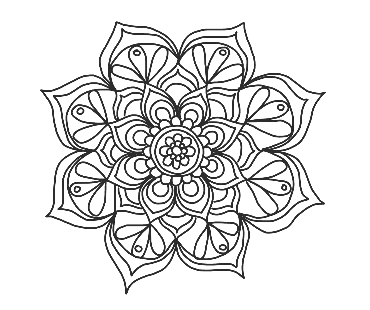 Simple Repeating Flower Pattern Mandala to Color