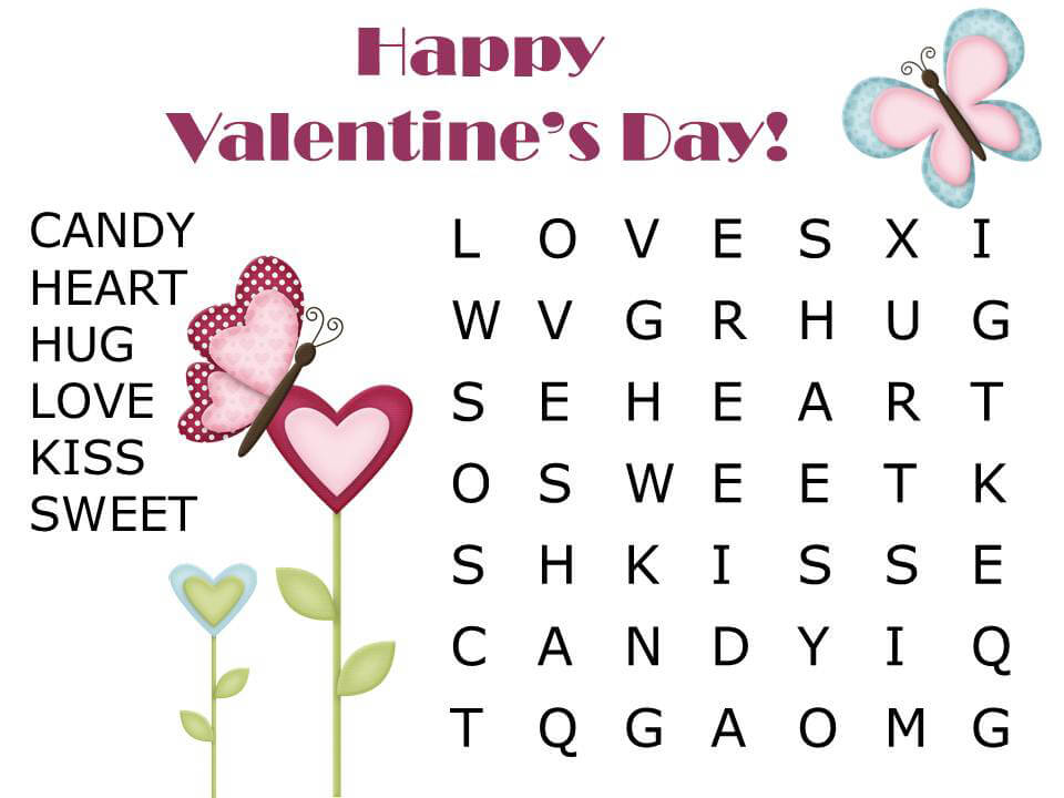 Simple Valentine Word Searches