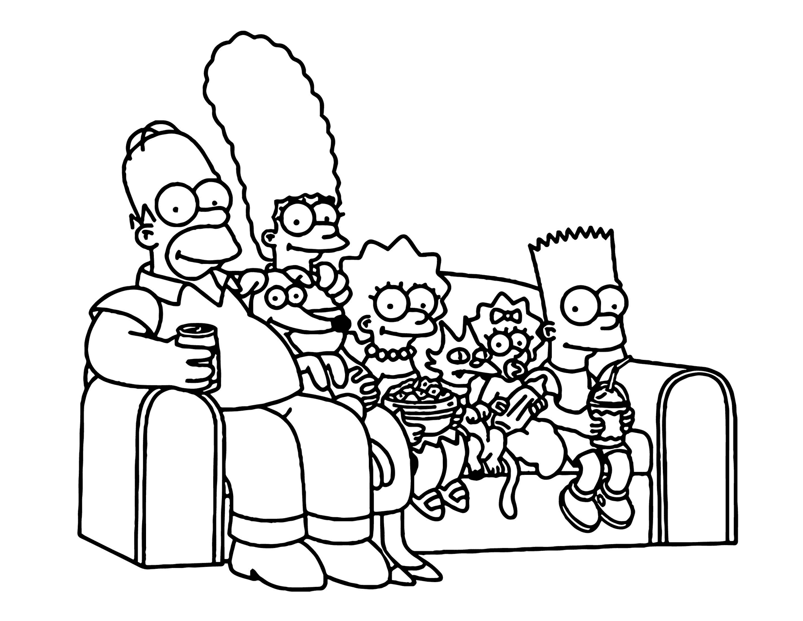 Simpsons Family On The Couch Coloring Page