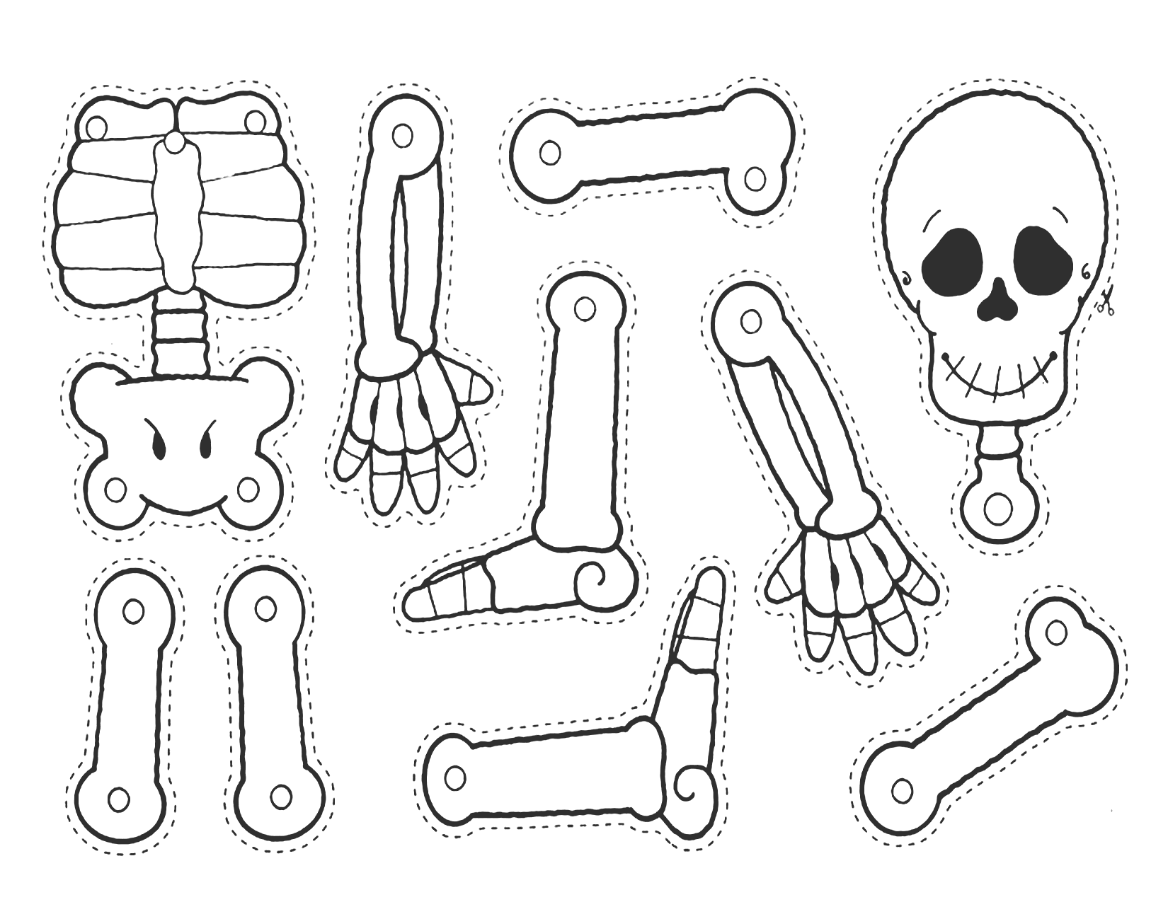 Skeleton Cutout Doll Decoration Printable