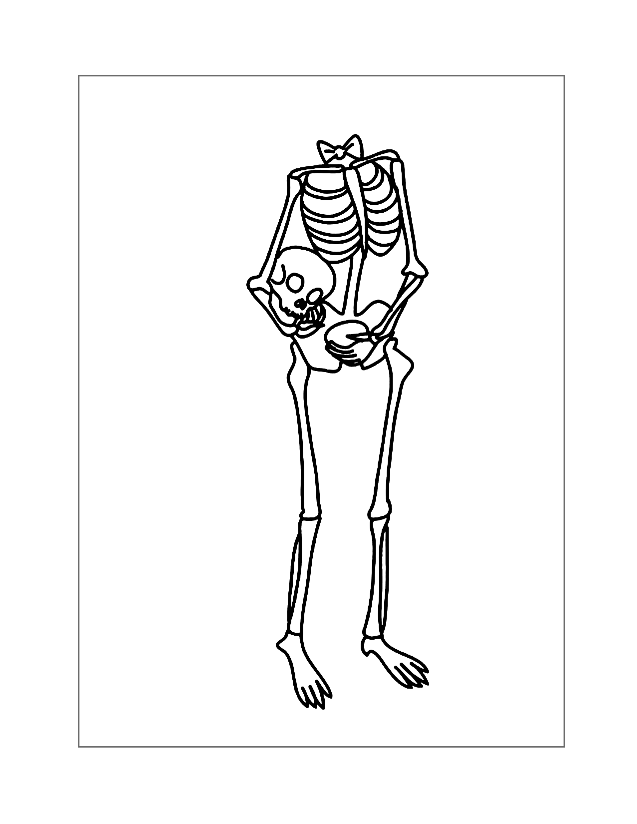 Skeleton Holding Head Coloring Page