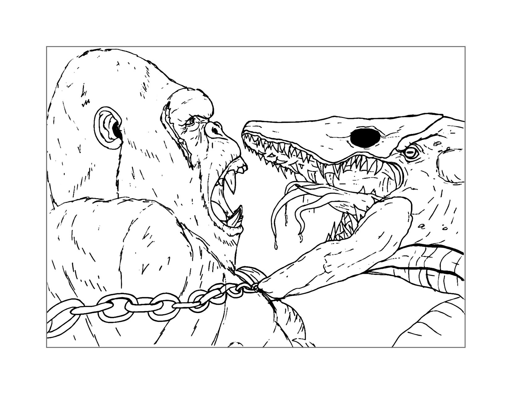 Skull Monster Captures King Kong Coloring Page