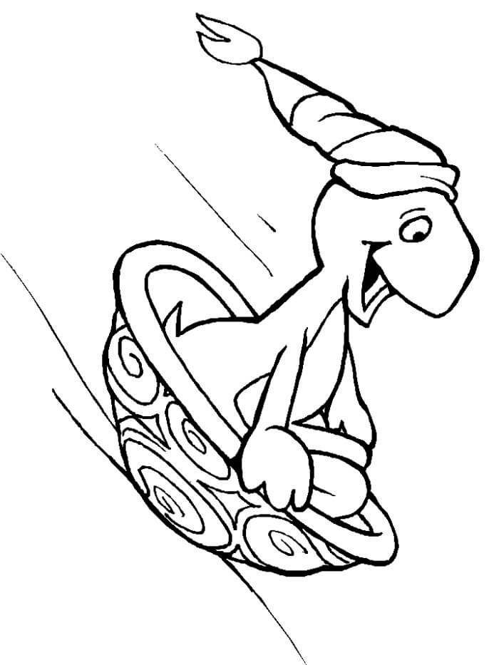 Sledding Turtle Winter Coloring Pages