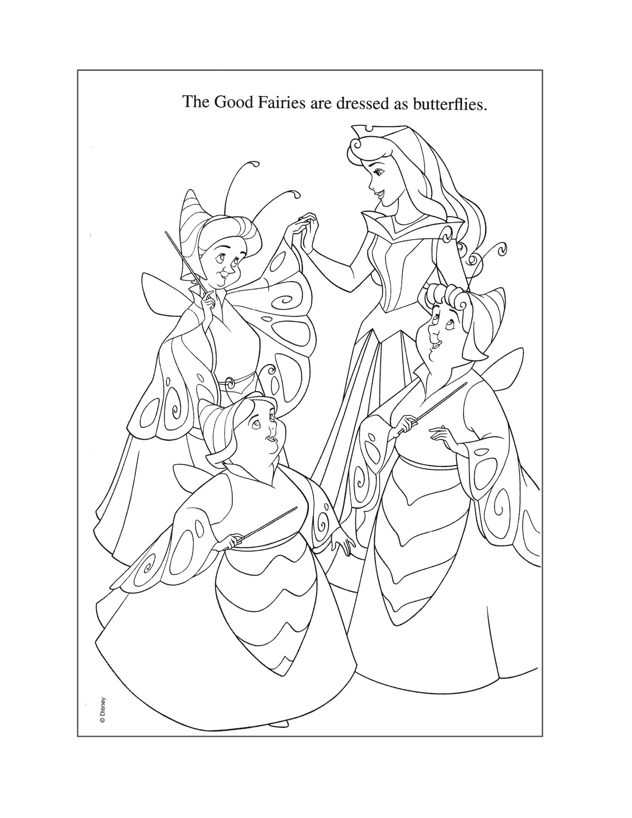Sleeping Beauty Fairies Coloring Page