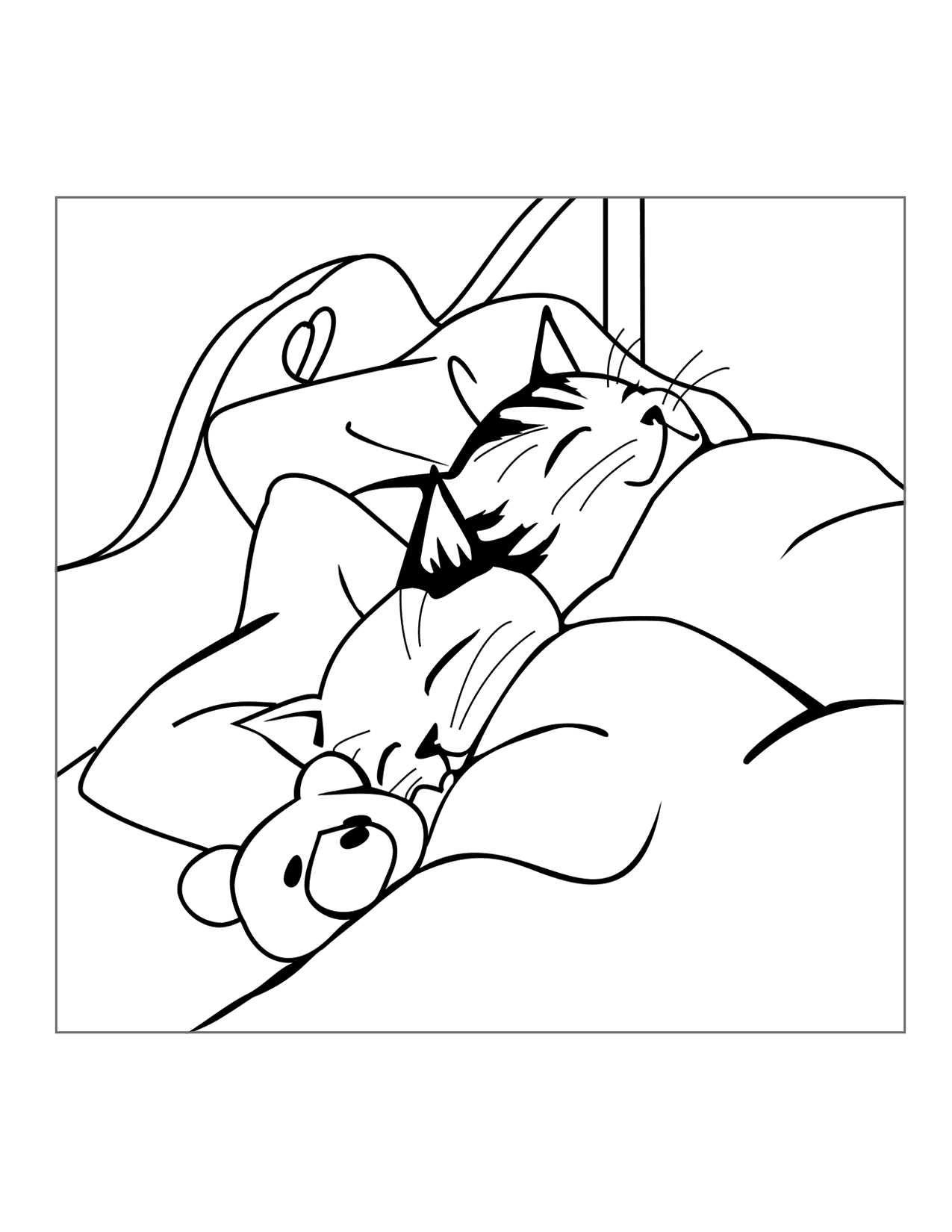Sleeping Kittens Coloring Page