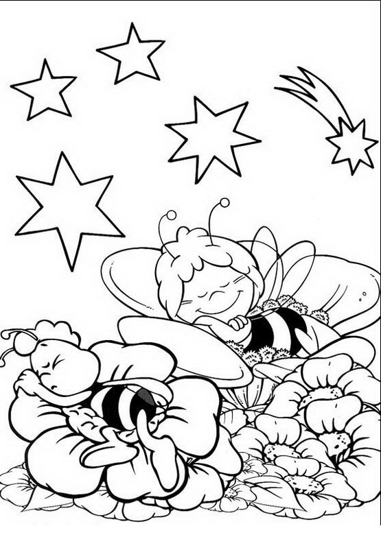 Sleepy Bees Coloring Page