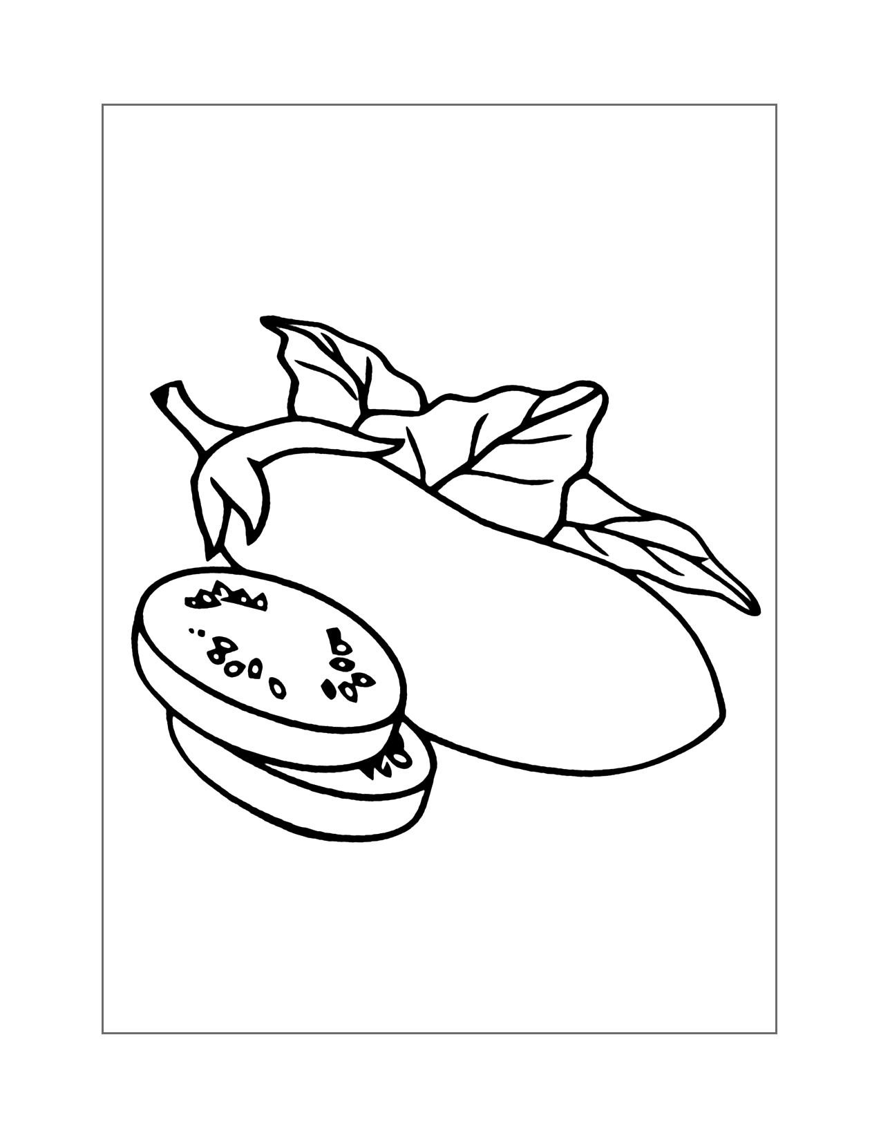 Sliced Eggplant Coloring Page