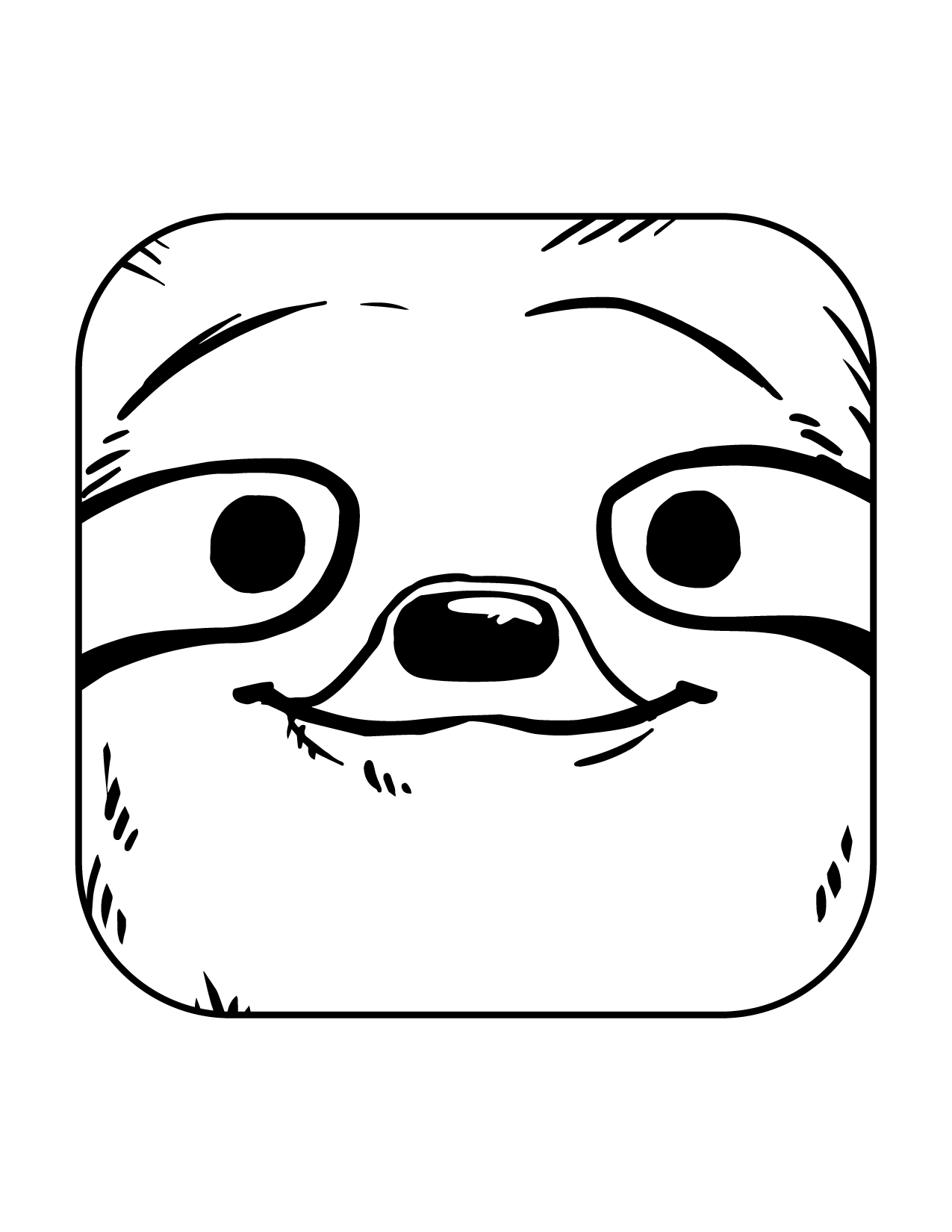 Sloth Face Coloring Page
