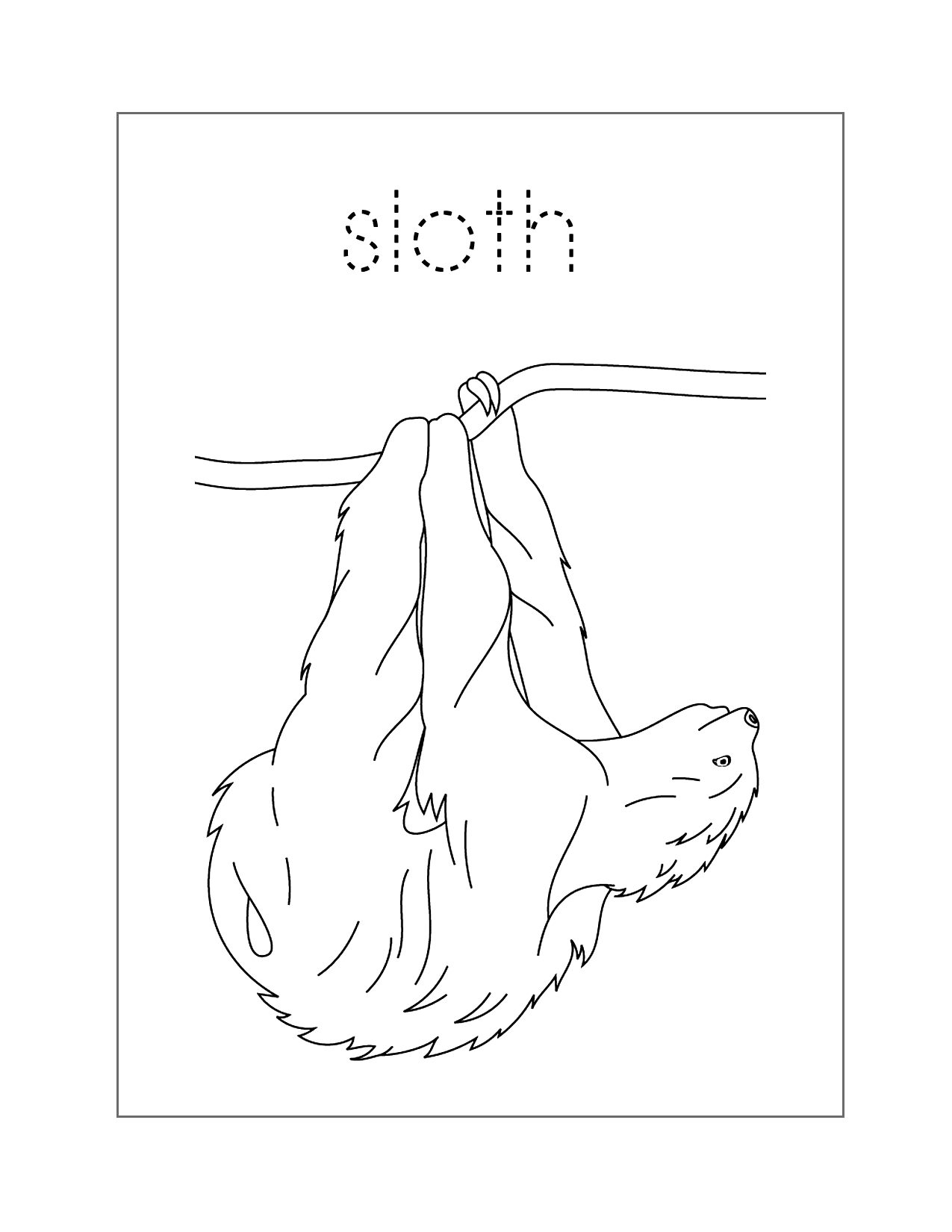Sloth Spelling Coloring Sheet