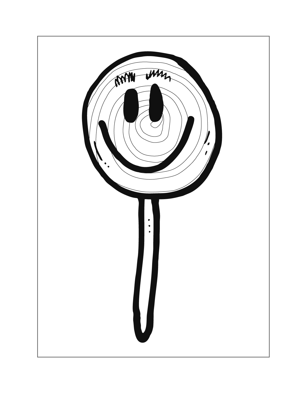 Smiley Lolly Candy Coloring Page