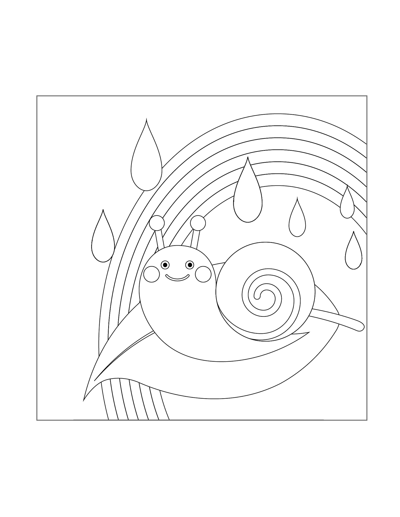 Snail In The Rain Coloring Page