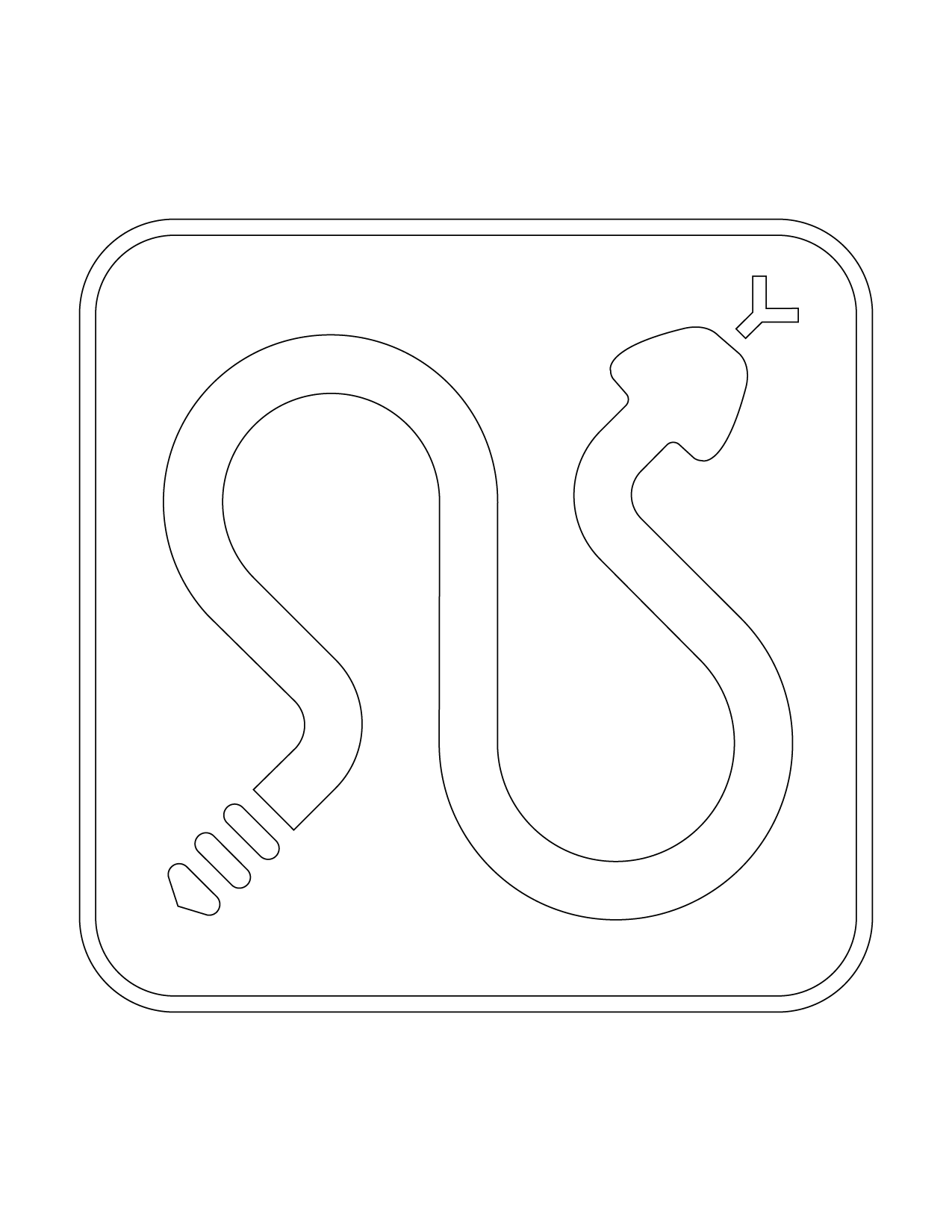 Snake Crossing Symbol Sign Coloring Page