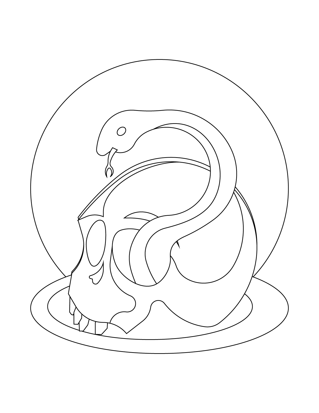 Snake Slithering Through Skull Coloring Page