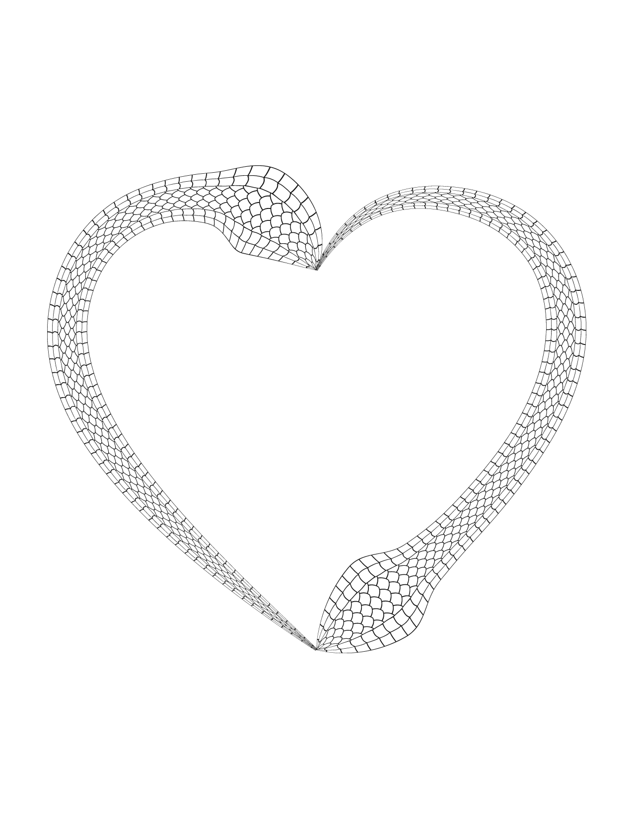 Snakes In Heart Shape Coloring Page