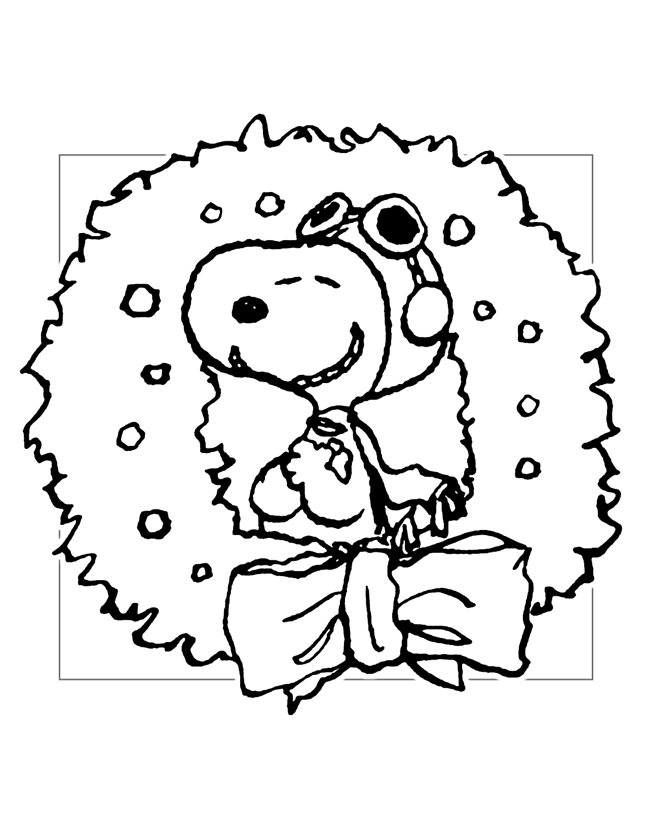 Snoop In A Christmas Wreath Coloring Page