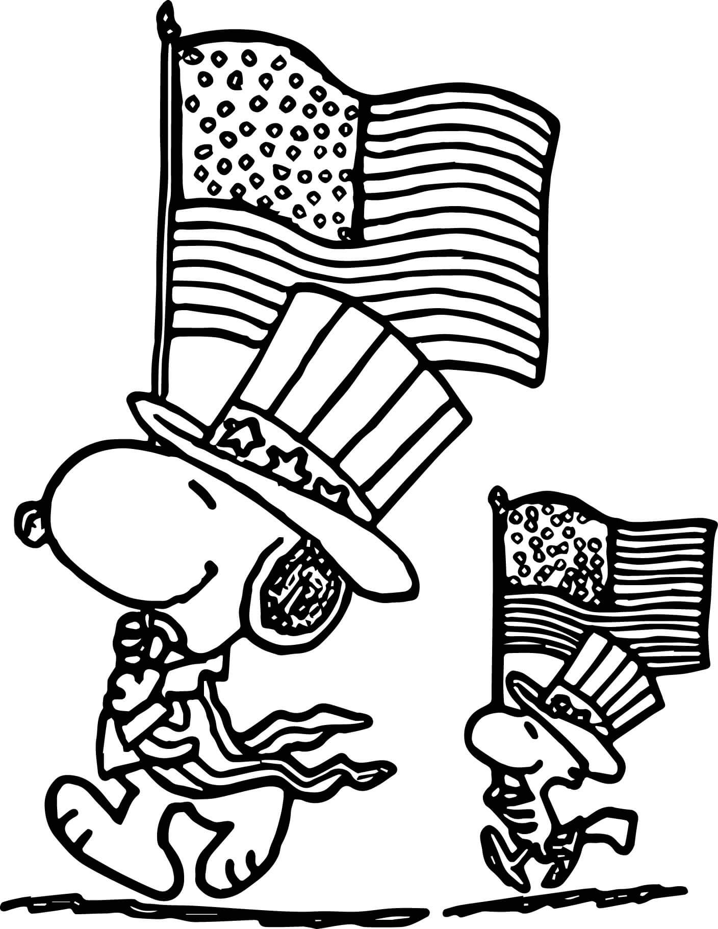 Snoopy 4th of July Coloring Pages
