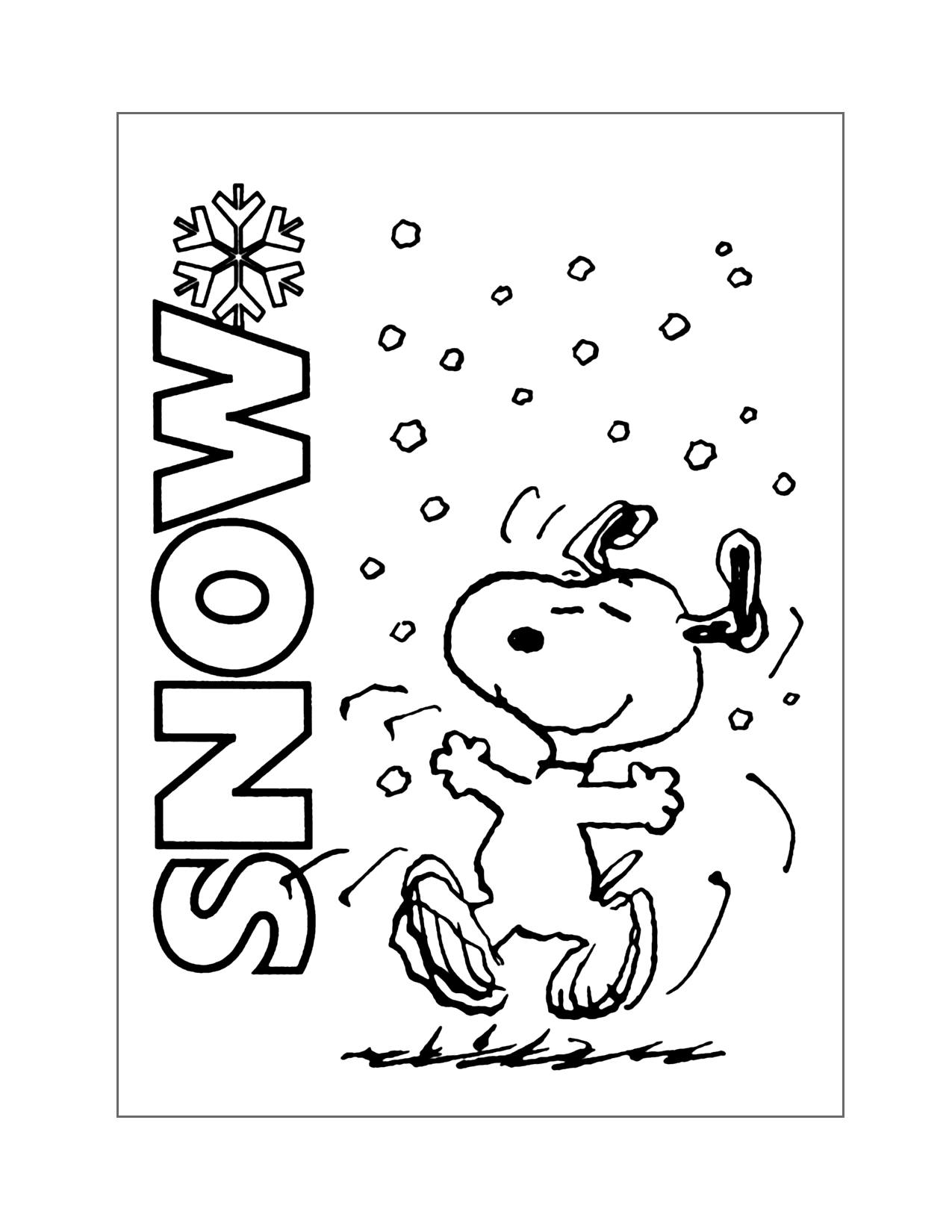 Snoopy Loves Snow Coloring Page