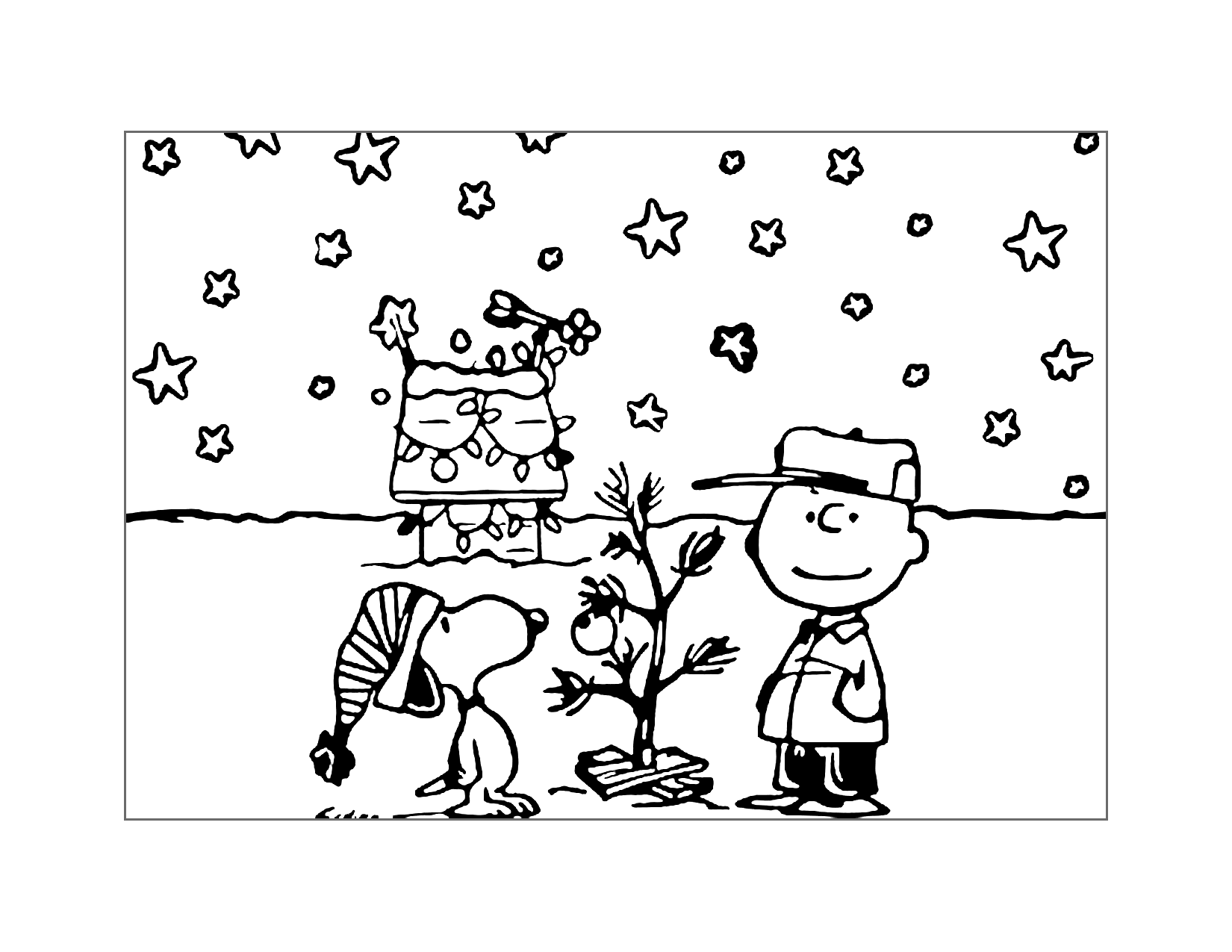 Snoopy And Charlie Brown Christmas Coloring Page