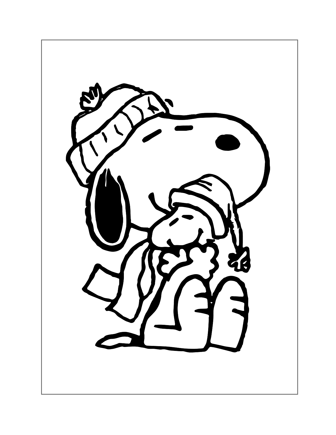 Snoopy And Woodstock Hugs Coloring Page