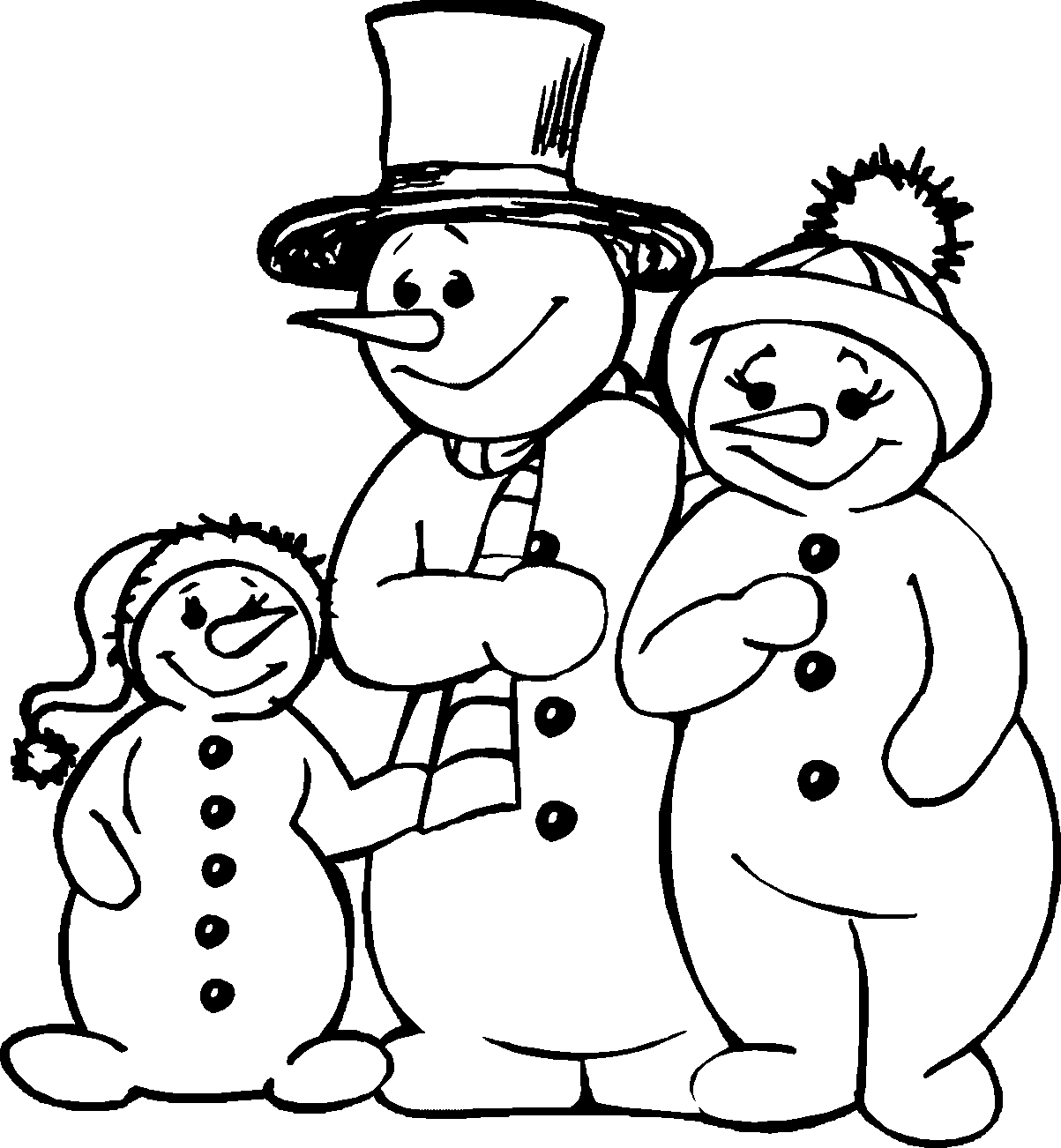 Snow Family Snowman Coloring Pages