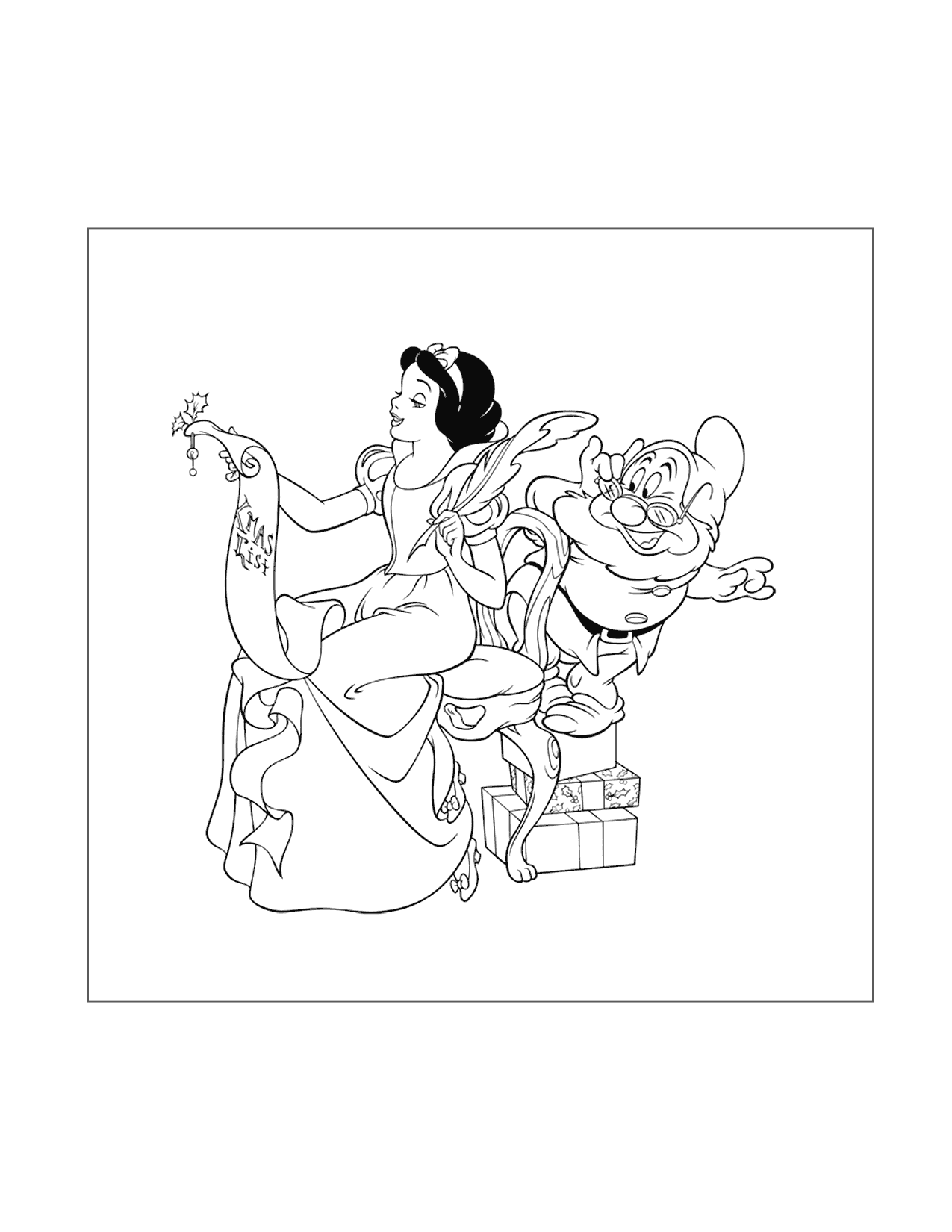 Snow White Disney Christmas Coloring Page
