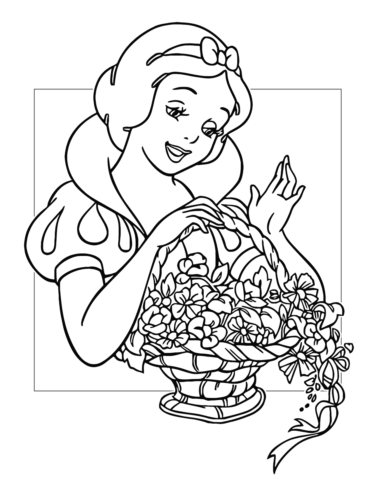 Snow Whites Flowers Coloring Page