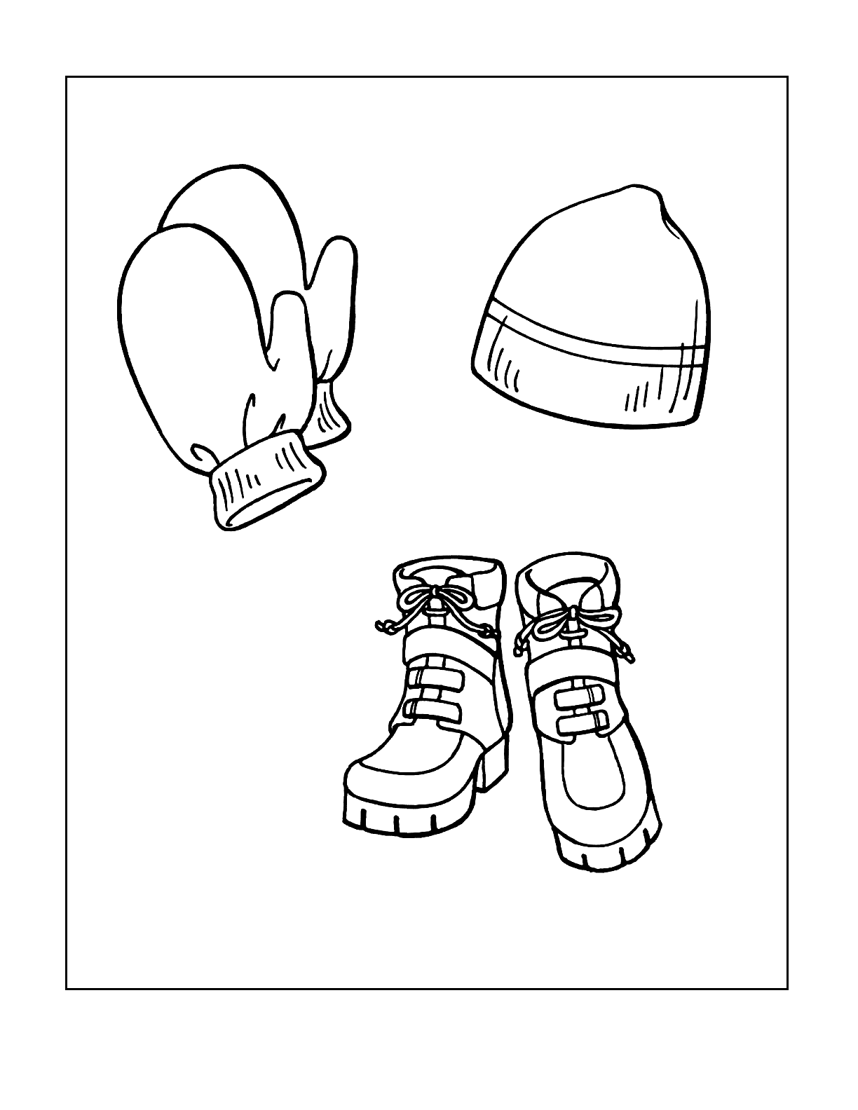 Snowboots Gloves And Hat Coloring Pages
