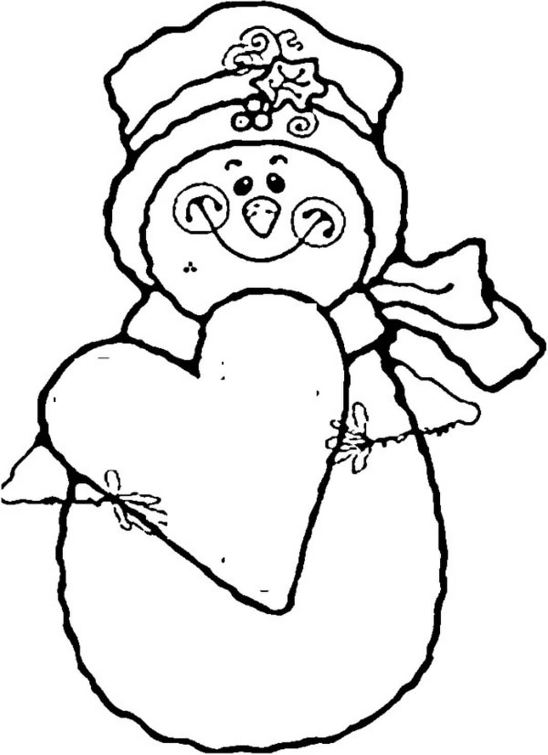 Snowman Heart Coloring Pages