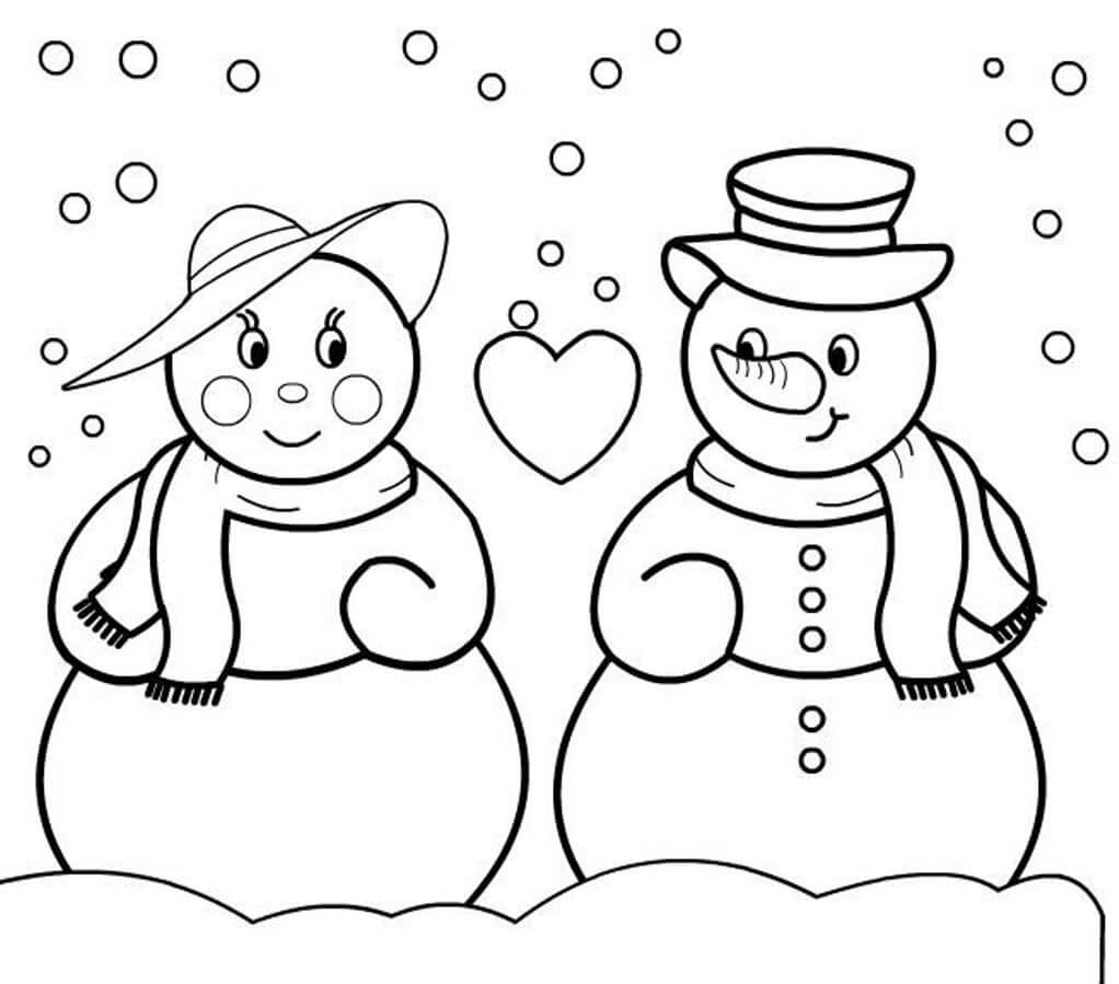 Snowman Love Coloring Pages