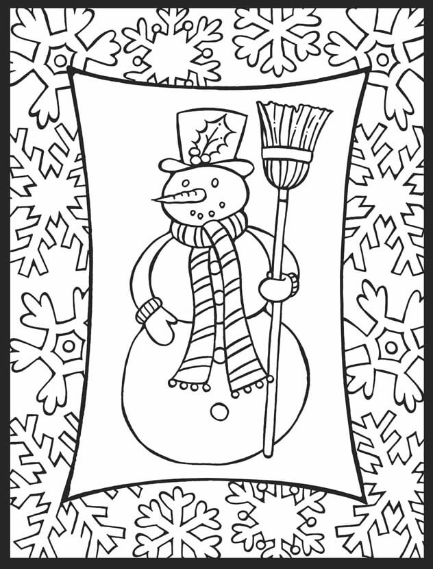 Snowman Winter Design Coloring Pages