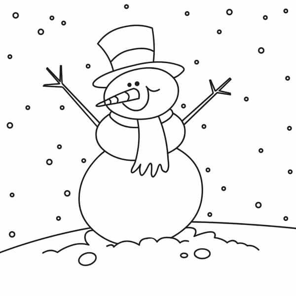 Snowman in Winter Coloring Page