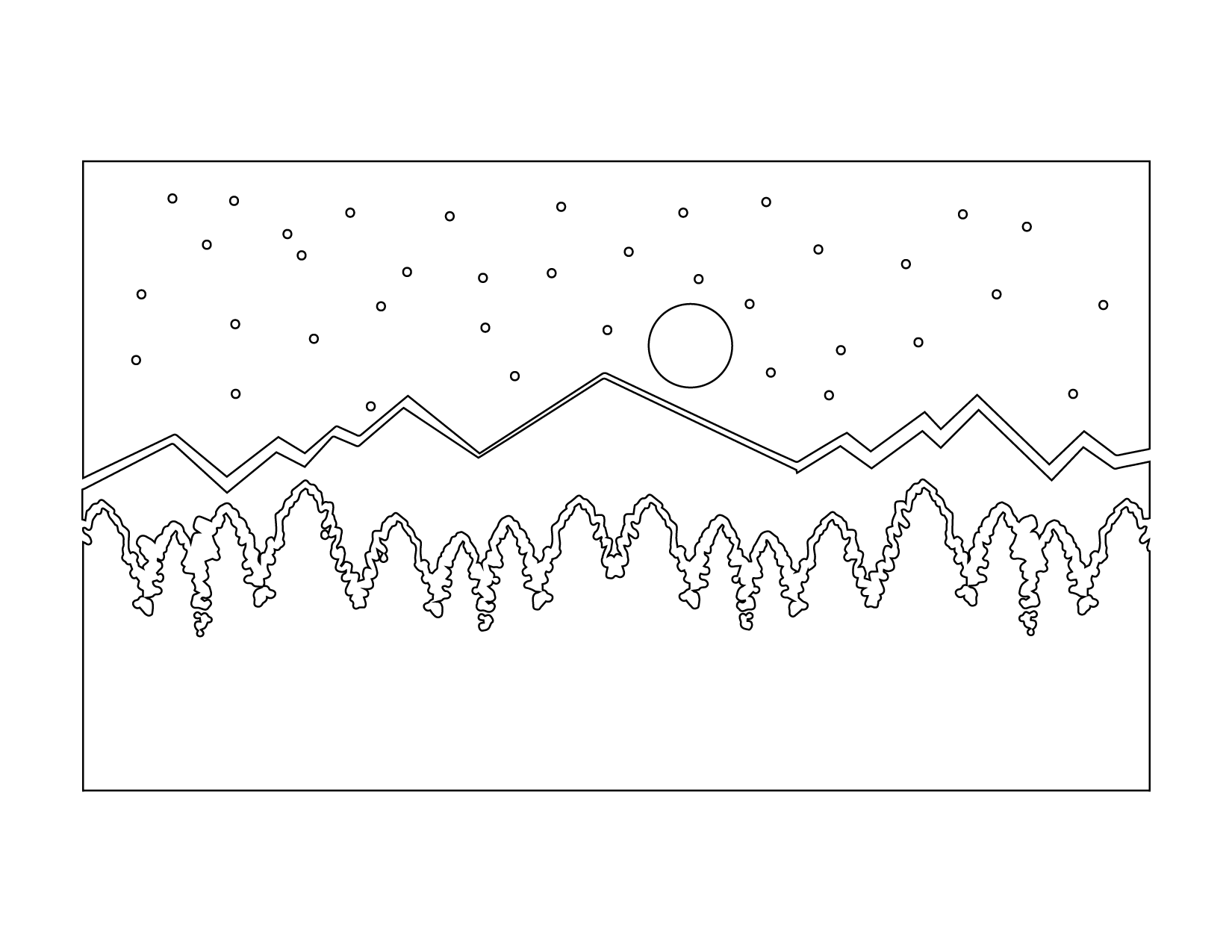 Snowy Treelined Mountain Coloring Page