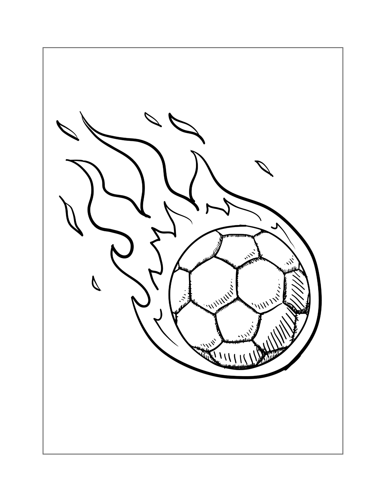Soccerball On Fire Coloring Page